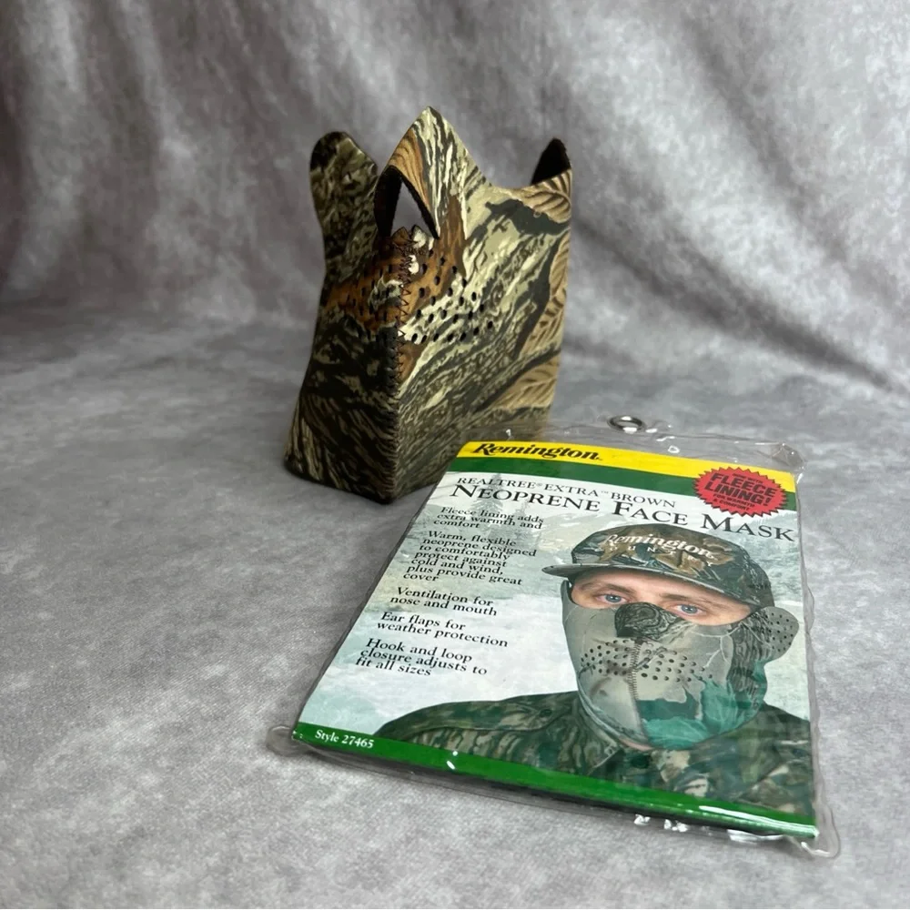 VTG Remington Realtree Extra Brown Neoprene Face Mask Fleece Lining Ear Flaps